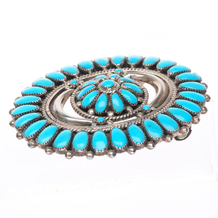 Lorraine Waatsa Zuni sterling silver turquoise cluster buckle for 1.5" belt