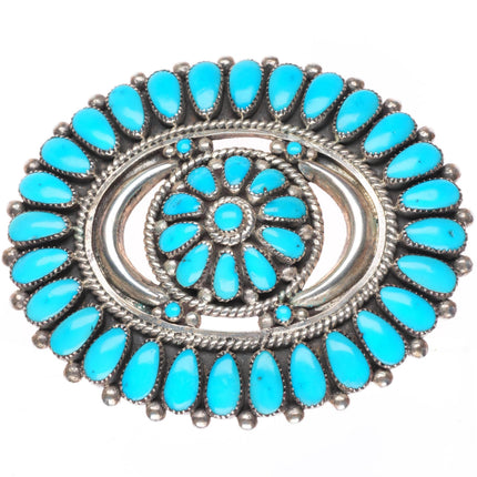 Lorraine Waatsa Zuni sterling silver turquoise cluster buckle for 1.5" belt