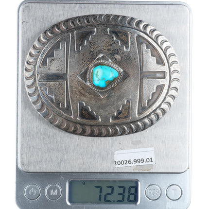 Vintage Navajo sterling silver with turquoise buckle for 1.5" belt