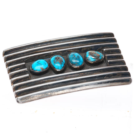 Vintage CB Southwestern modernist sterling silver-turquoise buckle for 1.5" belt