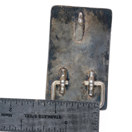 Vintage CB Southwestern modernist sterling silver-turquoise buckle for 1.5" belt
