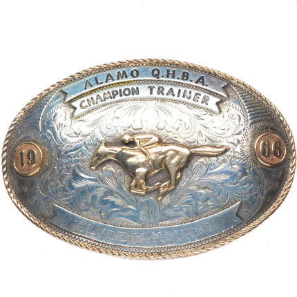 Nelson Silvia 10k gold sterling silver Rodeo Trophy buckle for 1.5" belt