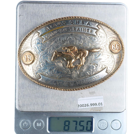 Nelson Silvia 10k gold sterling silver Rodeo Trophy buckle for 1.5" belt