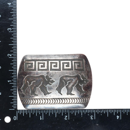Rosco Scott Navajo vintage bears sterling silver buckle for 1.5" belt