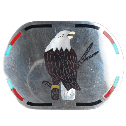 S.C. Sanford Edaakie Zuni Eagle inlay sterling silver buckle for 1.25" belt