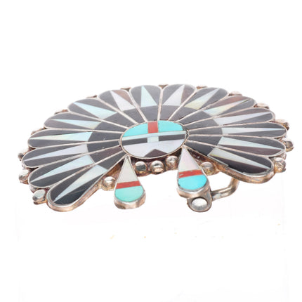 Vintage Zuni sterling silver Indian Chief sterling silver buckle for 2" belt