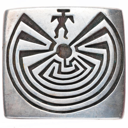 Vintage Hopi or Navajo Man in the Maze sterling silver buckle for 1.25" belt