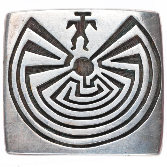 Vintage Hopi or Navajo Man in the Maze sterling silver buckle for 1.25" belt
