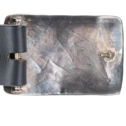 Vintage Navajo sterling silver Peyote Bird Chip inlay turquoise concho belt