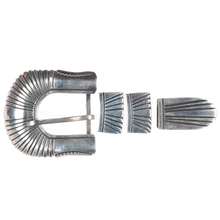 Vintage James Shay Navajo sterling silver ranger buckle set for 1" belt