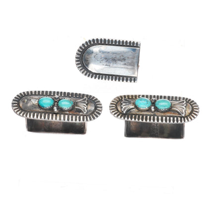 Harry Morgan Navajo sterling silver and turquoise ranger buckle set for 1" belt
