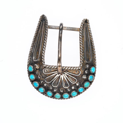 Vintage Zuni snake eye turquoise sterling silver ranger buckle set for 3/4" belt