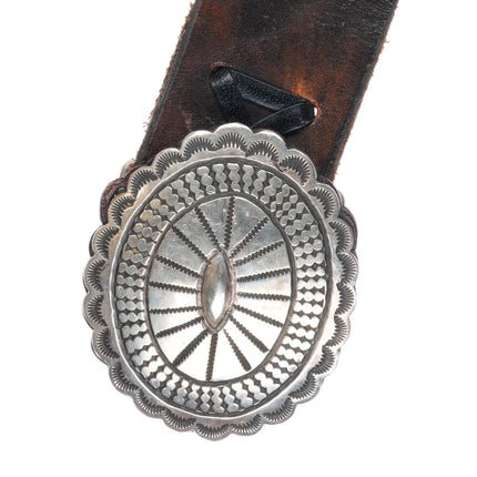35" vintage Navajo deep stamped sterling silver concho belt