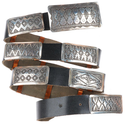 Vintage Vincent J Platero Navajo sterling silver deep stamped concho belt