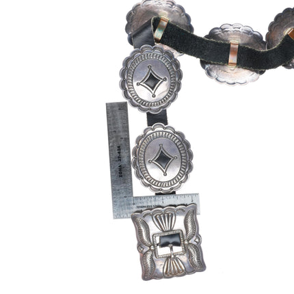 Vintage Fred Thompson Navajo sterling silver first phase style concho belt