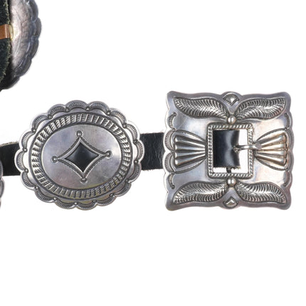 Vintage Fred Thompson Navajo sterling silver first phase style concho belt