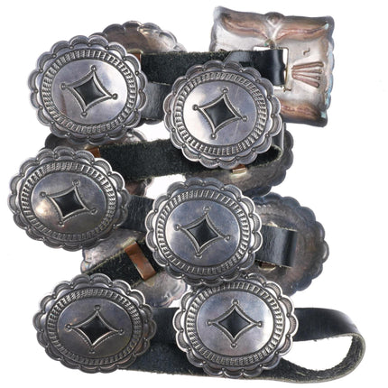 Vintage Fred Thompson Navajo sterling silver first phase style concho belt