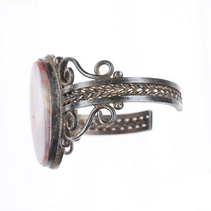 6.3" c1940's-50's vintage Navajo sterling silver petrified wood cuff bracelet