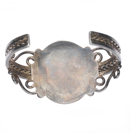 6.3" c1940's-50's vintage Navajo sterling silver petrified wood cuff bracelet