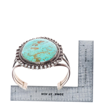 7" Leo Coriz Santo Domingo sterling silver large cuff bracelet with turquoise