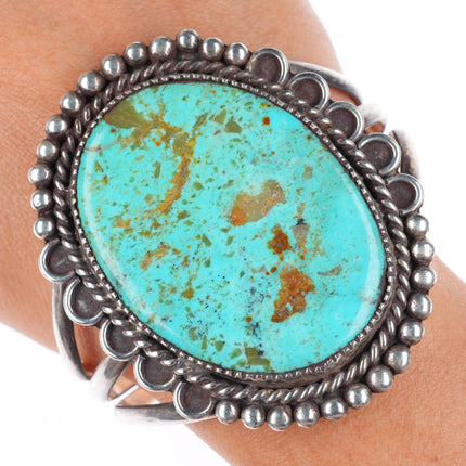 7" Leo Coriz Santo Domingo sterling silver large cuff bracelet with turquoise