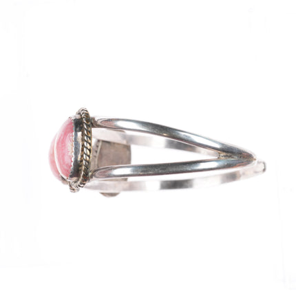 7.5" vintage DA Navajo sterling silver pink Rhodochrosite cuff bracelet