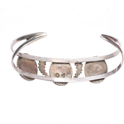7.5" vintage DA Navajo sterling silver pink Rhodochrosite cuff bracelet