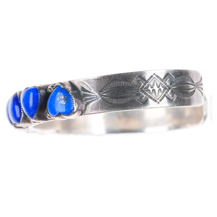 6.5" Leo Feeney southwestern sterling silver carved Lapis hearts cuff bracelet
