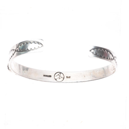 6.75" Thomas Carusetta Navajo/Hopi sterling silver garnet row cuff bracelet