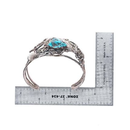 6.25" Whirling Wind - Ray Morton Navajo sterling silver turquoise cuff bracelet