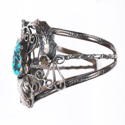 6.25" Whirling Wind - Ray Morton Navajo sterling silver turquoise cuff bracelet