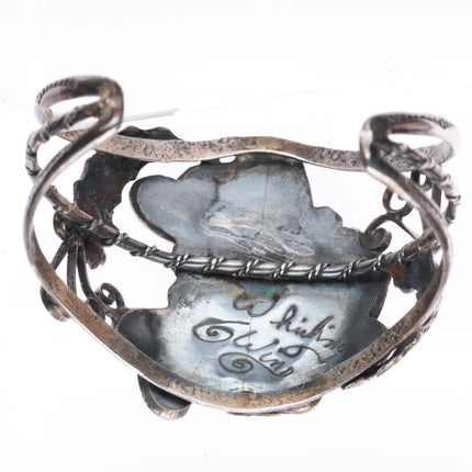 6.25" Whirling Wind - Ray Morton Navajo sterling silver turquoise cuff bracelet