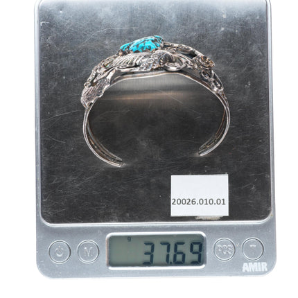 6.25" Whirling Wind - Ray Morton Navajo sterling silver turquoise cuff bracelet