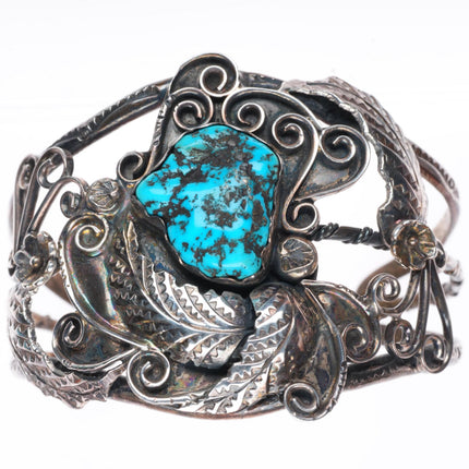 6.25" Whirling Wind - Ray Morton Navajo sterling silver turquoise cuff bracelet