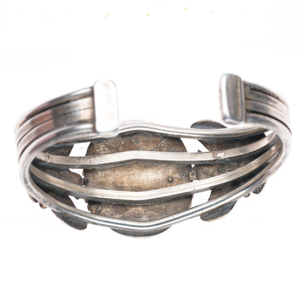 6.25" 40-50's Navajo sterling silver thunderbird cuff bracelet Royston turquoise
