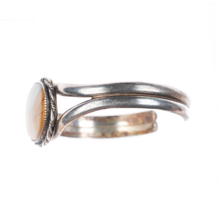 6.4" vintage Navajo sterling silver picture jasper cuff bracelet
