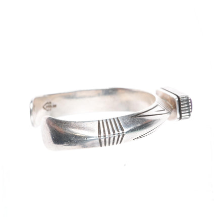 6.2" vintage Navajo Sugilite cuff bracelet carinated sterling silver deep stamps