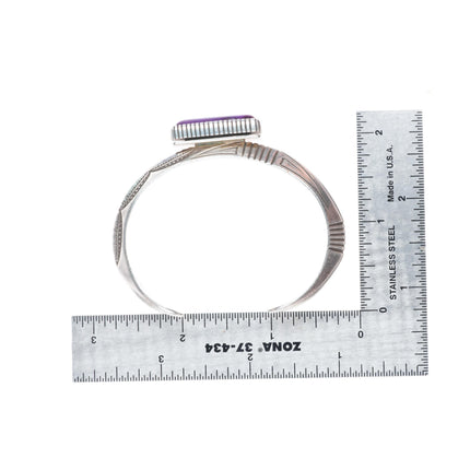 6.2" vintage Navajo Sugilite cuff bracelet carinated sterling silver deep stamps