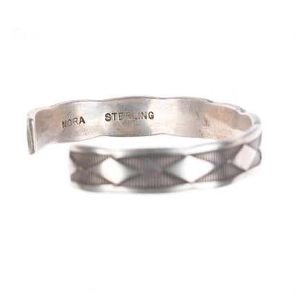 7" Nora Bill Navajo deep stamped sterling silver cuff bracelet