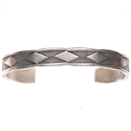 7" Nora Bill Navajo deep stamped sterling silver cuff bracelet