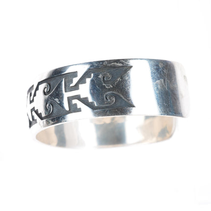 7.2" Mark Tawahongva Hopi overlay sterling silver cuff bracelet