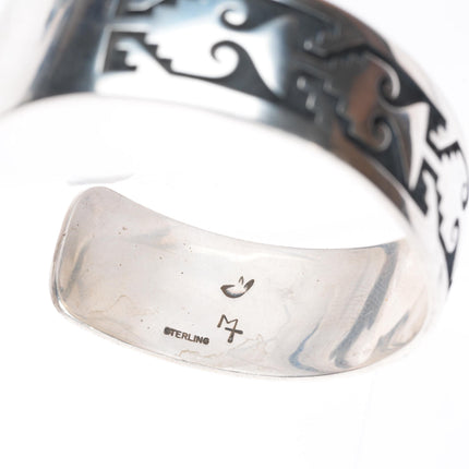 7.2" Mark Tawahongva Hopi overlay sterling silver cuff bracelet
