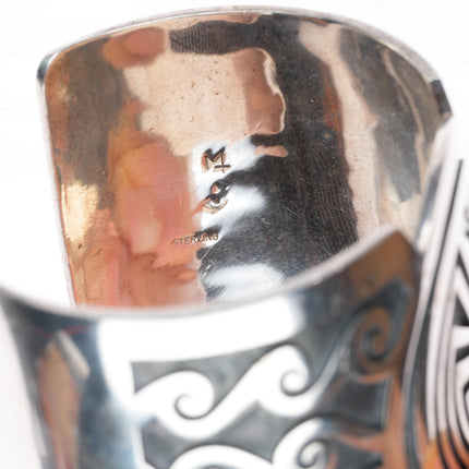 7.24" Mark Tawahongva Hopi Man in the Maze sterling silver cuff bracelet