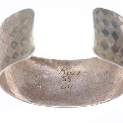 6.5" Ria Northwest coast sterling silver hand carved/etched cuff bracelet