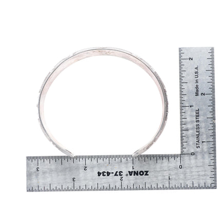7.2" Ria Northwest coast sterling silver hand carved/etched cuff bracelet