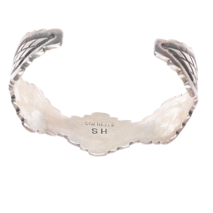 6.6" Herman Smith Navajo sterling silver deep stamped cuff bracelet