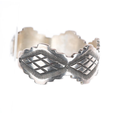 6.6" Herman Smith Navajo sterling silver deep stamped cuff bracelet