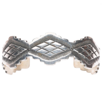 6.6" Herman Smith Navajo sterling silver deep stamped cuff bracelet