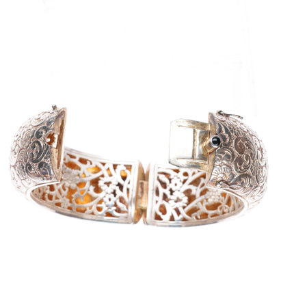 7" Monica Rich Kosann heavy sterling silver wide paisley pattern bangle bracelet