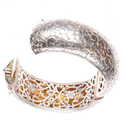 7" Monica Rich Kosann heavy sterling silver wide paisley pattern bangle bracelet